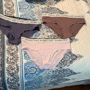 3 pairs of Victoria secret logo hip huggers